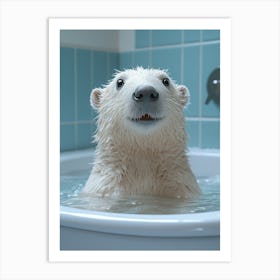 Polar Bear In The Bath Art Print