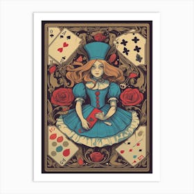 Alice In Wonderland Vintage Playing Card Art Print