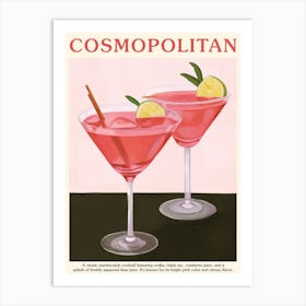 Cosmopolitan Cocktail Poster Pink Kitchen Art Art Print