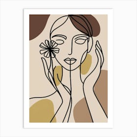 Portrait Of A Woman Holding A Flower 1 Art Print