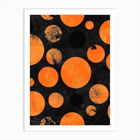 Orange And Black Polka Dots 1 Art Print