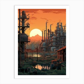 Industrial Landscape Pixel Art 4 Art Print