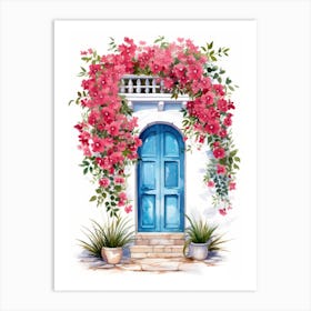 Athens, Greece   Mediterranean Doors Watercolour Painting 1 Art Print