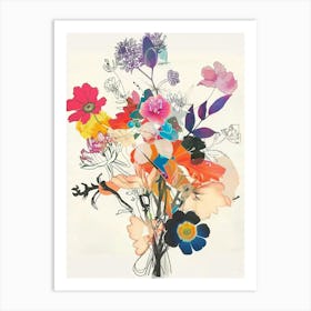 Everlasting Flower 3 Collage Flower Bouquet Art Print