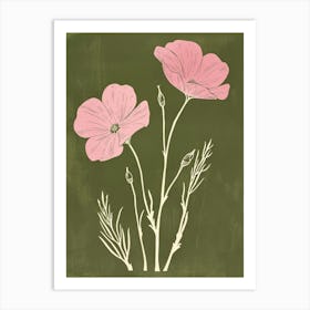 Pink & Green Forget Me Not 2 Art Print