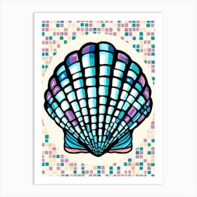 Sea Shell On A Tile Background Art Print