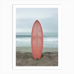 Pink Surfboard On The Beach Art Print