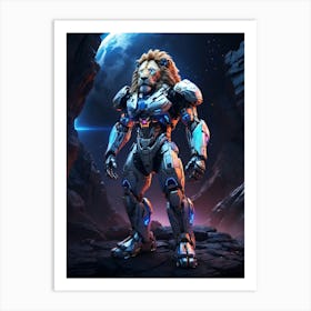 Lion In Cyborg Body #4 Art Print