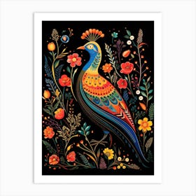 Folk Bird Illustration Pheasant 4 Art Print