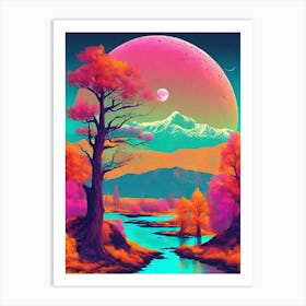 Psychedelic Landscape Painting Art Print