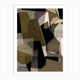 HAILEY - Minimalist, Modern, Abstract, Graphic, Geo, Tonal, Brown, Black, Earthy Art Print