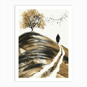 Man Walking Down A Hill Art Print