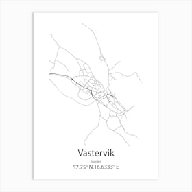 Vastervik,Sweden Minimalist Map Art Print