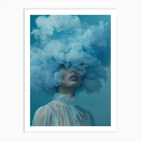 Girl With A Blue Cloud Art Print