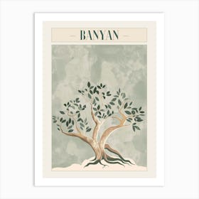 Banyan Tree Minimal Japandi Illustration 3 Poster Art Print
