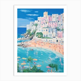 Polignano A Mare, Puglia   Italy Beach Club Lido Watercolour 1 Art Print