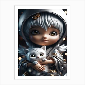 Angel With Cat Art Print