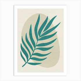 Minimalist Leaf Illustration on Beige Background Poster