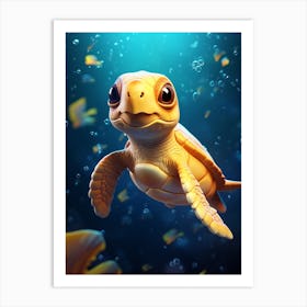 Cute Animated Sea Turtle 3 Art Print