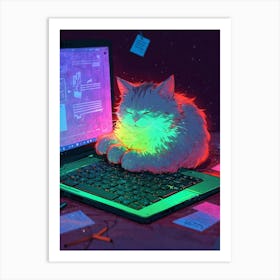 Cat On A Laptop Art Print