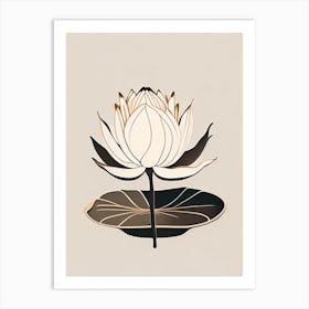 Blooming Lotus Flower In Pond Retro Minimal 5 Art Print