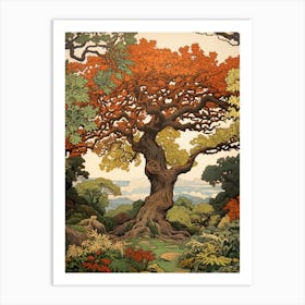 Oak 2 Vintage Autumn Tree Print  Art Print