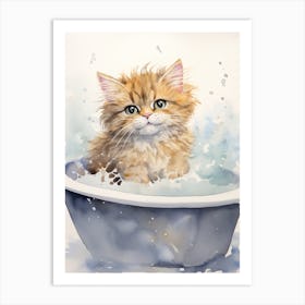 Selkirk Cat In Bathtub Bathroom 2 Art Print
