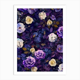 Purple Roses Wallpaper Art Print