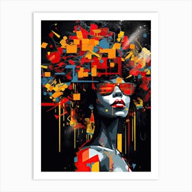 Abstract Painting of Black Woman, afro Art Print