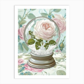 English Roses Painting Rose In A Snow Globe 3 Art Print