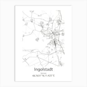 Ingolstadt,Germany Minimalist Map Art Print