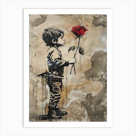 Little Boy Rose Banksy Art Art Print