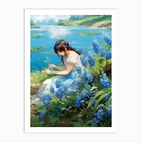 Forget Me Not At The River Bank (3) Art Print