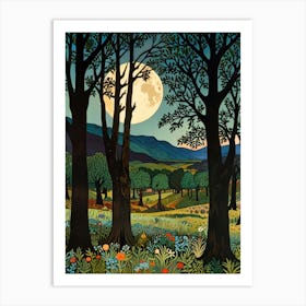 William Morris Moonlight In The Woods 11 Art Print