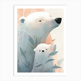 Polar Bear and Baby Bear Art Print