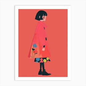 Girl In Red Coat Art Print