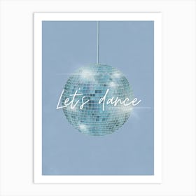 Blue Let's Dance Disco Ball Art Print