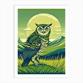 Owl In The Grass Art Print