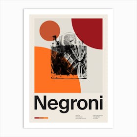 Mid Century Negroni Cocktail Art Print