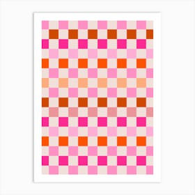 Pink And Orange Checkerboard Art Print