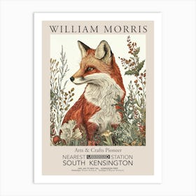 William Morris Prints Red Fox Flowers Christmas Gift Winter Vintage Art Print