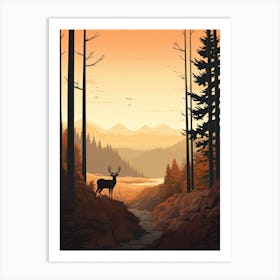 Deer In The Forest 3 Art Print