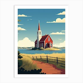 Cape Cod Massachusetts, Usa, Flat Illustration 3 Art Print