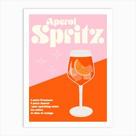 Retro Aperol Spritz Cocktail Art Print