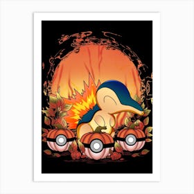 Cyndaquil Spooky Night - Pokemon Halloween Art Print