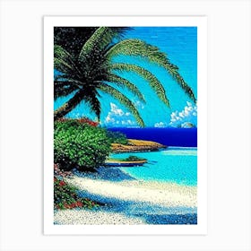 Muri Beach Cook Islands Pointillism Style Tropical Destination Art Print