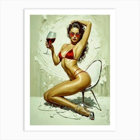 Modeling With A Glass Of Wine 16 Art Print