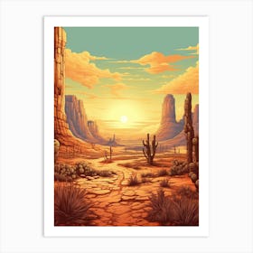 Desert Landscape Pixel Art 2 Art Print