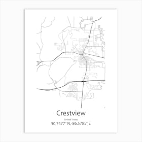 Crestview,United States Minimalist Map 1 Art Print