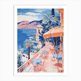 Taormina, Sicily   Italy Beach Club Lido Watercolour 1 Art Print